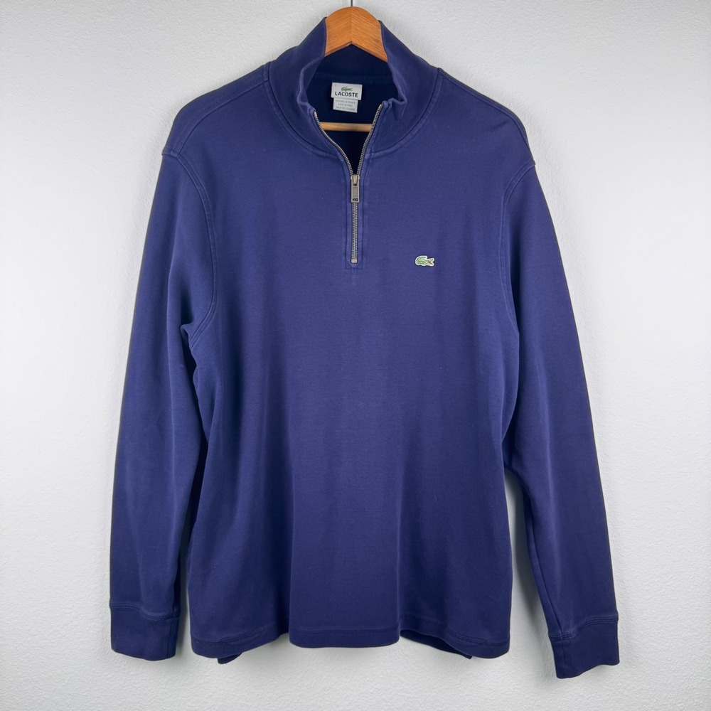 Lacoste Quarter Zip Pullover Mens 7 Navy Blue Excellent Classic Casual 5191L